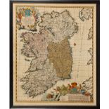 1690s Map of Ireland by Nicolas Visscher, a hand-coloured, engraved map of Ireland, Hiberniae Regnum