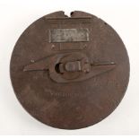 Thompson sub-machinegun 50-round drum-magazine in relic condition. Discovered during demolition of a