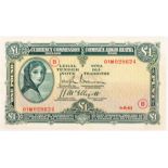 Banknotes. Lady Lavery, "War Code" One Pound and Ten Shillings banknotes and a Central Bank Ten