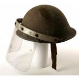 Oglaigh na hÉireann, Irish Army, riot helmet. A Mk IV 'turtle' combat steel helmet, converted for