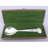 Omar Ramsden & Alwyn C.E. Carr - presentation cast silver spoon with stylized fruit and foliate