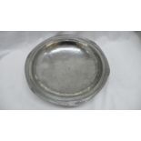 Liberty & Co. Tudric Pewter planished fruit bowl on three open bracket feet. Honesty decoration runs