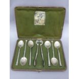 Omar Ramsden & Alwyn C.E. Carr - set of six silver rat tail, twist and seal top tea spoons with