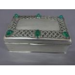 Omar Ramsden & Alwyn C.E. Carr - A rectangular silver box with lattice work decoration to top and
