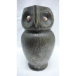 Liberty & Co. Tudric Pewter owl jug with cowrie shell eyes, No. 035, Ht. 20.5 cms