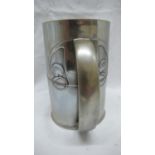 Archibald Knox for Liberty & Co. English Pewter pint tankard with D shaped handle, Honesty