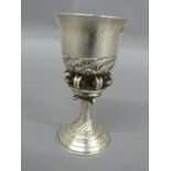 Alwyn C.E. Carr - Silver liqueur goblet with wave, C-Scroll bracket decoration twist column on