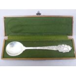 Omar Ramsden & Alwyn C.E. Carr - presentation cast silver spoon with Galleon front and back