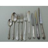 A set of silver flatware c1980's - weighable silver 155 ozt - comprising of:- 14 medium knives, 14