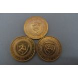 Three 1965 Isle of Man gold sovereigns