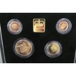 2001 UK gold proof four coin sovereign collection - cased with certificate NO. 0086 £5, £2,