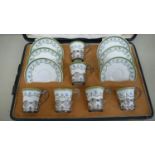 GV Aynsley Portland pattern coffee service with silver cup holders - London 1910 - cased