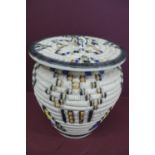 Gorbon Senat pottery jar with cover in the form of a basket - ht. 9 ins