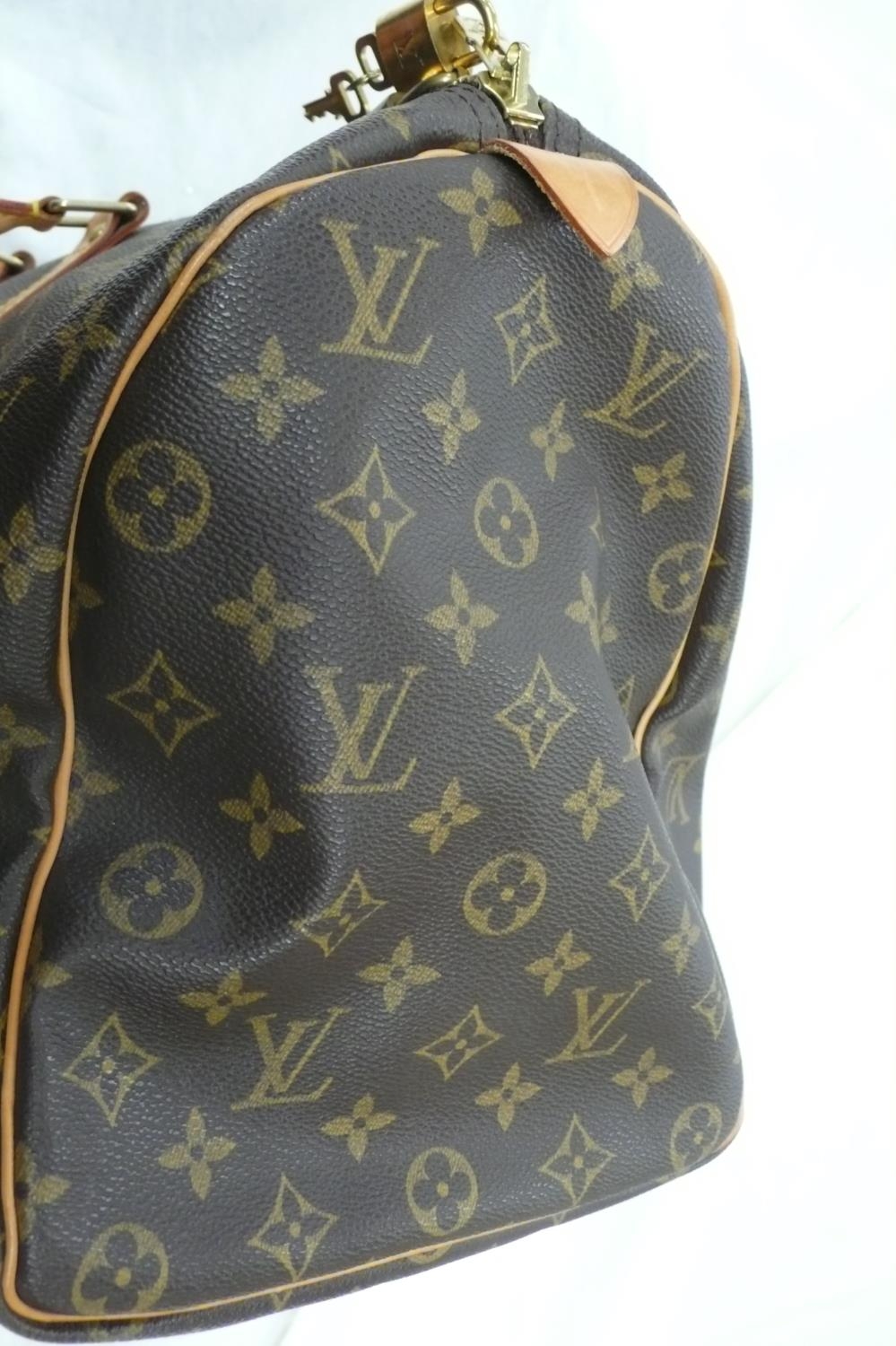 Louis Vuitton Paris 'womans keepall' imitation dark brown leather with LV designs, tan leather - Bild 5 aus 13