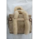 Salvatore Ferraganno, Florence Italy, light brown suede leather handbag with pale brown straps and