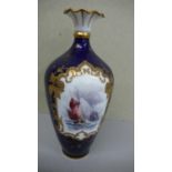 Royal Crown Derby porcelain Urn with fluted top decoration of a cartouche of sailing boats in a
