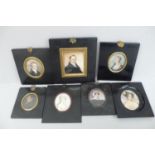 Seven 19thC portrait miniatures on card