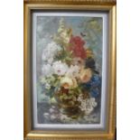 Franz Hoepfner, still life vases of flowers, oils on canvas (pair), signed one dated 1889, 20 X