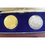 Dwight D Eisenhower soldier statesman Normandy 1944, 22 ct gold and silver coins cased by Slade,