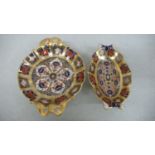 Two Royal Crown Derby fancy bon bon dishes in the Imari pattern -largest diam. 6.25 ins