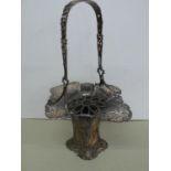 Edwardian silver vase in the form of a flower basket with pierced handle and borders - Sheffield