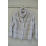 Ladies white layered mink jacket with collar - size 12 with silver coloured silk lining by Saga Furs