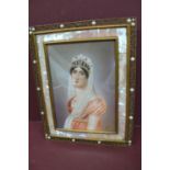 Gerard, a portrait of a Princess, oil on card, brass mother of pearl and pearl frame, signed, 5.5