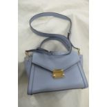 Michael Kors pale blue leather handbag with shoulder and short handle, gold plated fittings, outside