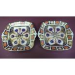 A pair of Royal Crown Derby Imari pattern fruit dishes - dated 1920