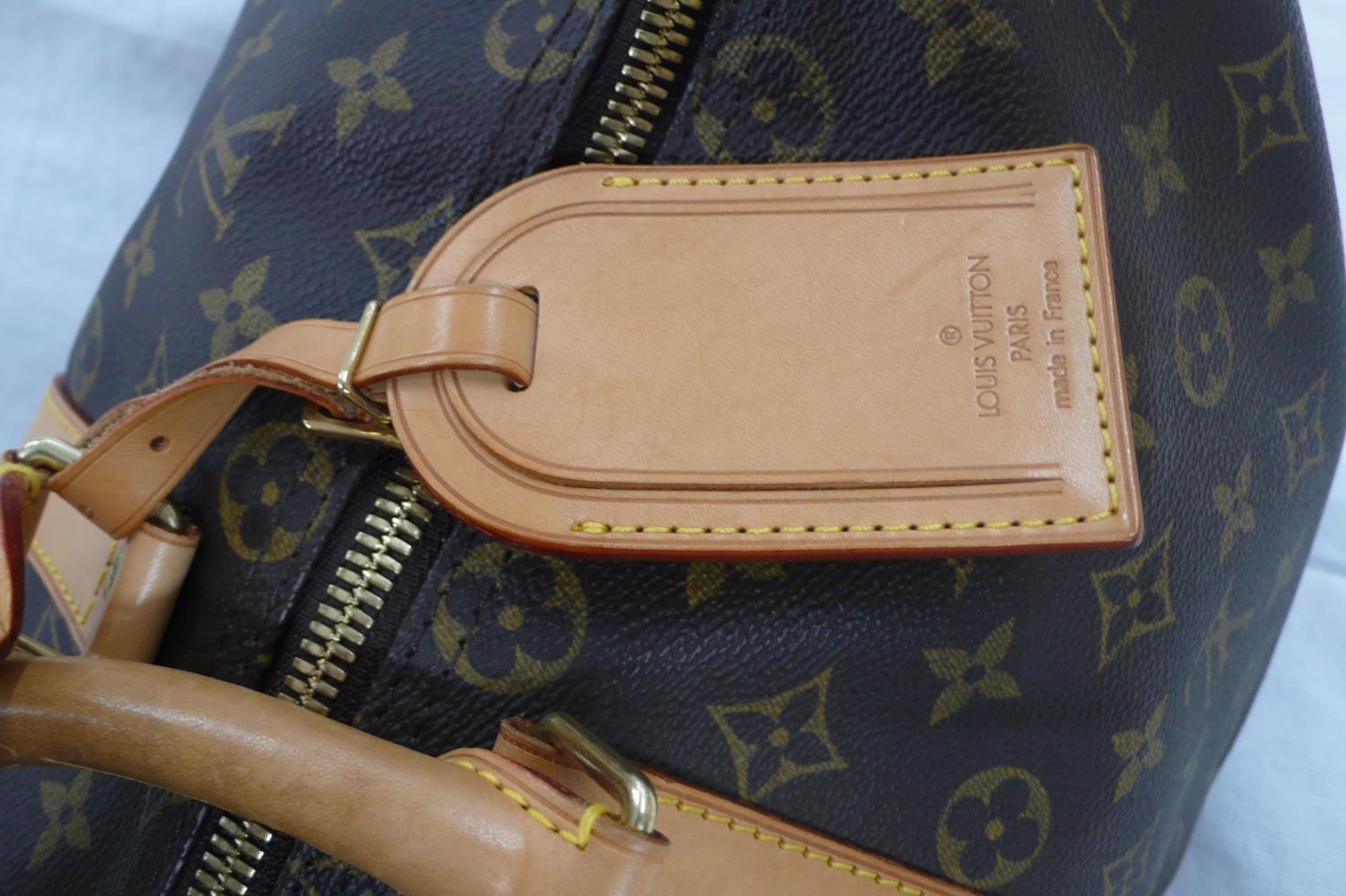 Louis Vuitton Paris 'womans keepall' imitation dark brown leather with LV designs, tan leather - Bild 11 aus 13