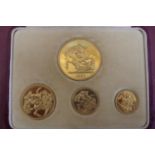 1937 George VI specimen four coin gold set in original case £5, £2, sovereign and half sovereign -