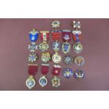 Eighteen silver gilt enamel jewels mostly by Spencer of London for the Royal Masonic Benovelent