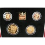 The 1994 UK gold proof sovereign four coin set - cased with certificate No. 0865, £5, £2,