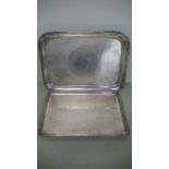 Two silver oblong trays one having engine turned decoration Birmingham 1915 & 1924 - 26 ozt.