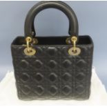 DIOR - Medium Lady Dior Bag, Black Cannage Lambskin, I.D. 0178, size 9.5 x 8 x 4.5 ins approx., with