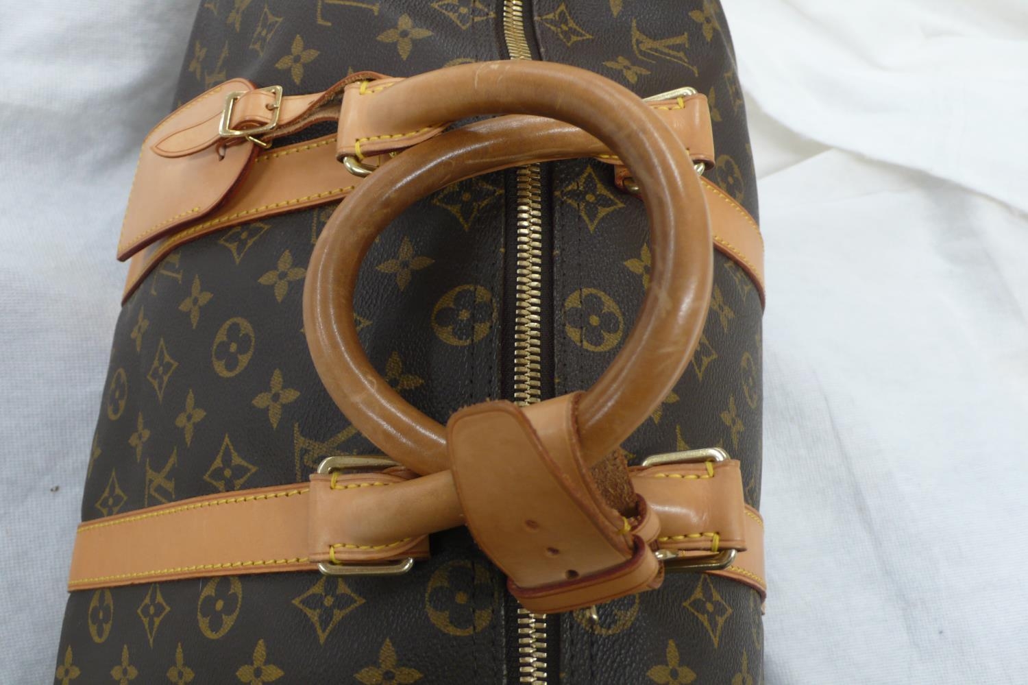Louis Vuitton Paris 'womans keepall' imitation dark brown leather with LV designs, tan leather - Bild 8 aus 13