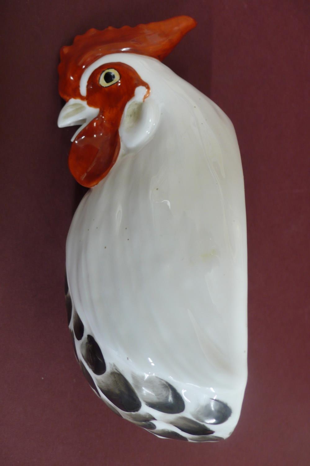 Rare Royal Worcester porcelain wall ornament of a cockerel marked "Quand ce coq Chantera mon - Image 3 of 4