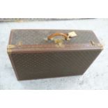 Louis Vuitton trunk/case with brass locks removable shelf inside, leather luggage lag - NO KEY - L