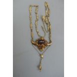 Victorian style gold garnet and seed pearl necklace