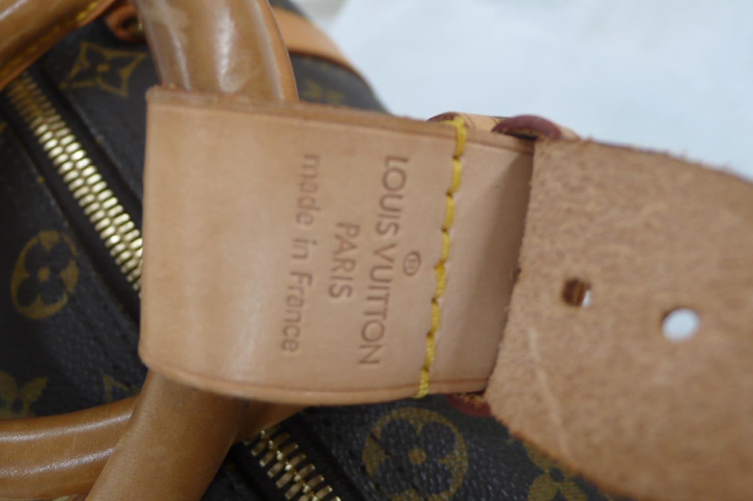 Louis Vuitton Paris 'womans keepall' imitation dark brown leather with LV designs, tan leather - Bild 10 aus 13