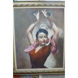 Pal Fried (1893-1976), Flamenco Dancer - Christine, oil on canvas, 30 x 24 cms approx, signed