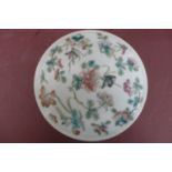 19thC Chinese porcelain two section circular box with cover having decoration of flowers and insects