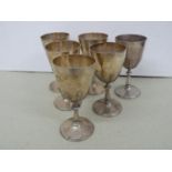 Set of six silver goblets with acanthus leaf decoration - London 1970's - 38 ozt - Maker CSL