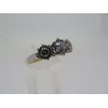 18 ct. gold three stone diamond ring set in platinum approx. 1 ct. of diamonds - size K (Amended