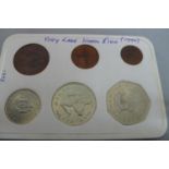 Isle of Man 1973 six coin set in brown pouch