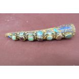 Chinese silver gilt and enamel finger jewelry inset with semi precious stones - length 2.4ins