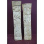 Pair of 19thC Indian carved bone sculptures of the Maharaja and Maharini height 11ins