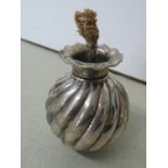 Gorham & Co. silver cigar lighter with fluted twist decoration in the form of a bomb - Ht. 2.75