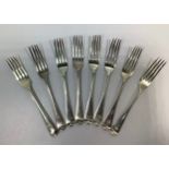 A set of six Victorian silver old English pattern forks by Elkington & Co. All etched with phoenix