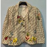 A 2005 S/S women’s cream Christian Dior Boutique trotter pattern, embroidered fitted bar jacket with